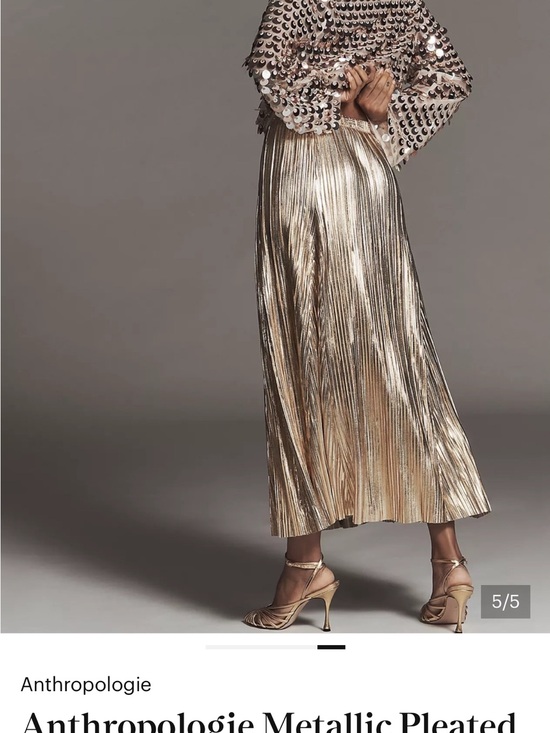 Anthropologie Dresses & Skirts - Anthropologie Metallic Pleated Maxi Skirt - Gold